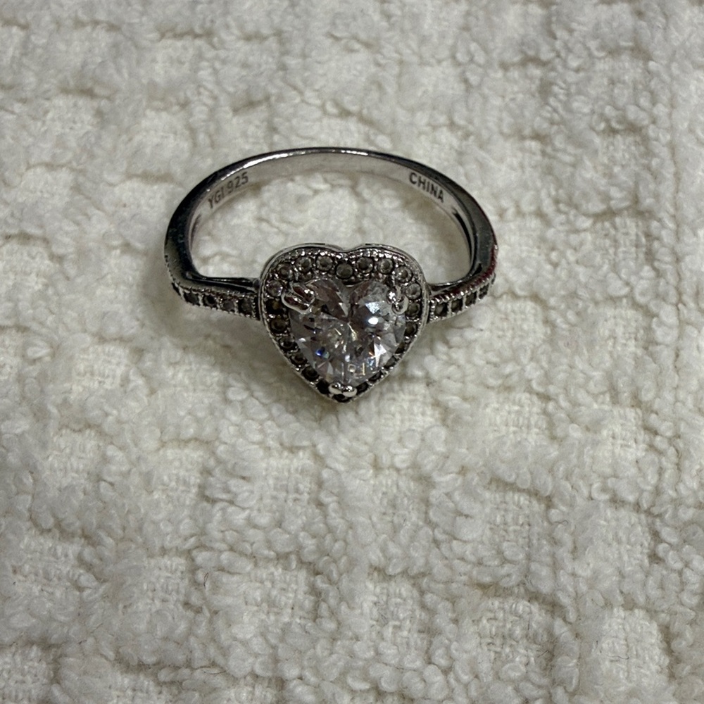 Elegant Silver 925 Heart Promise Ring. Needs Some Love!